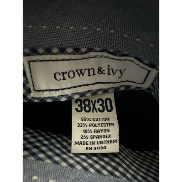 Crown and Ivy Motion Flex Flat Front Mens Blue Dress Pants 38 x 30 New - Picture 6 of 8
